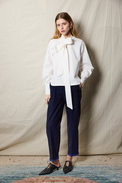 Serge Pants. Marine. Ruffled