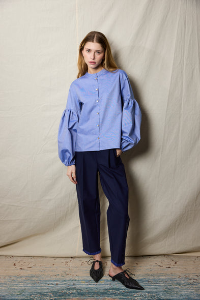 Seville couture blouse. Blue