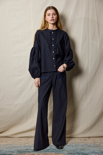 Seville Shirt. Denim. Ruffles
