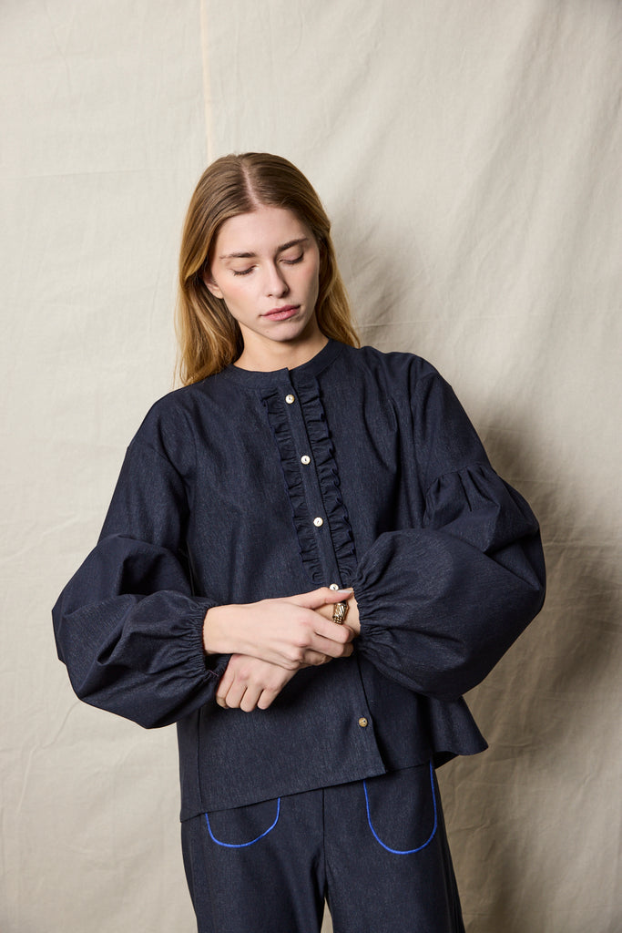 Seville Shirt. Denim. Ruffles