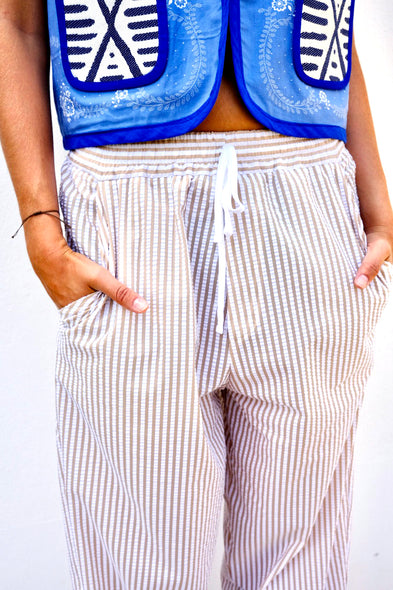 Travel Pants. Vanille Stripes