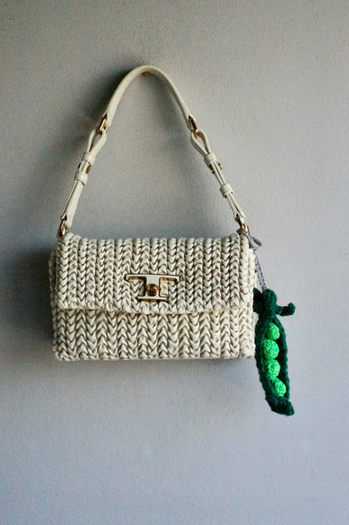 Hand crocheted charm. Green Peas