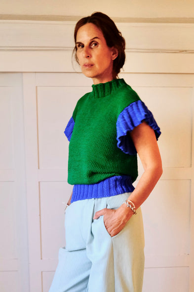 Knitwear No.122. Pullunder Green / Blue