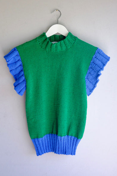 Knitwear No.122. Pullunder Green / Blue