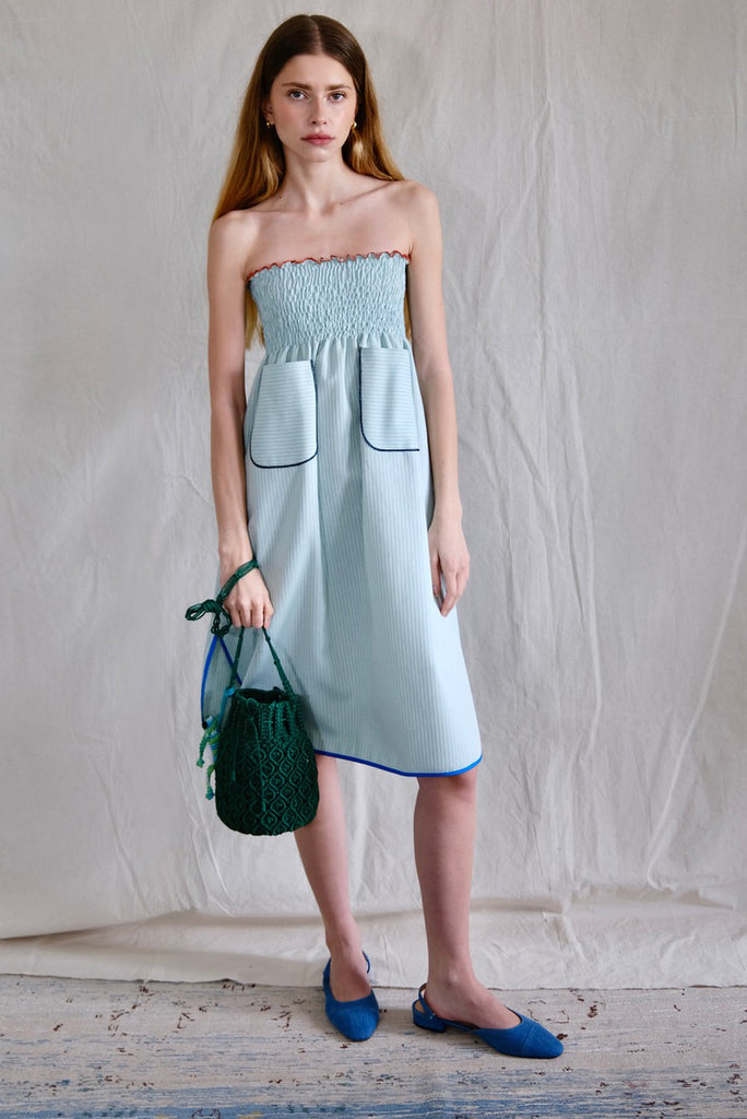 Skirt dress. Turquoise stripes