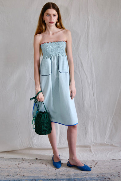 Skirt dress. Turquoise stripes
