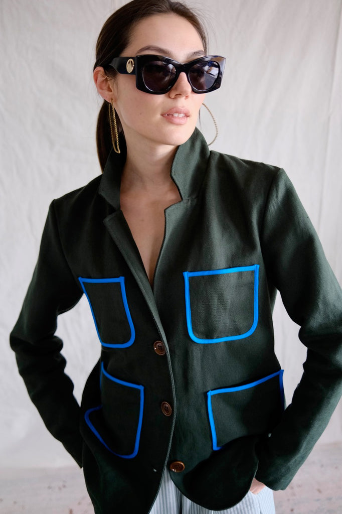 Field Jacket. Linen. Green