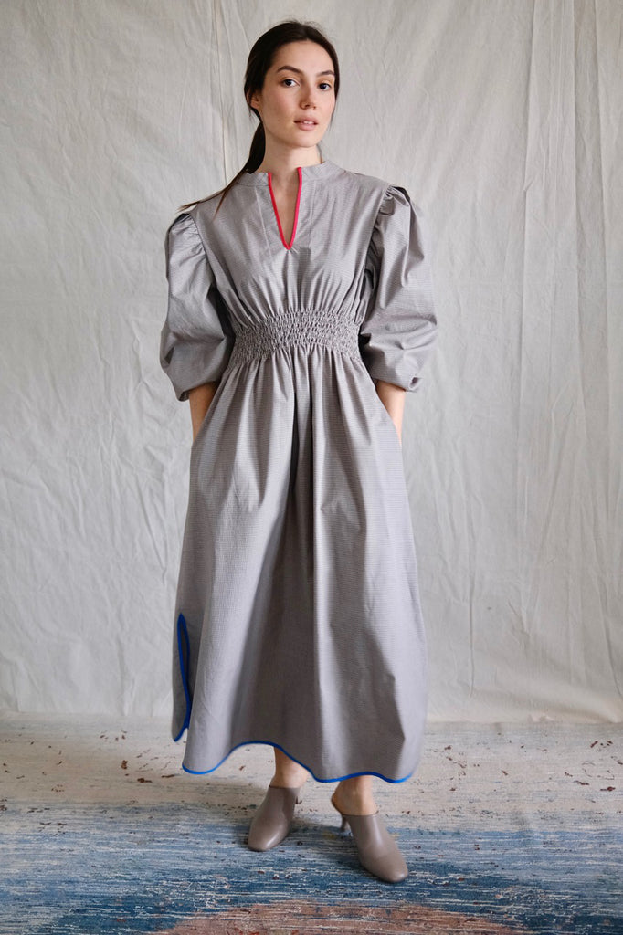 Taroudant dress. checkered. Mocca