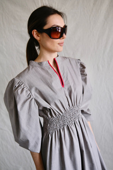 Taroudant dress. checkered. Mocca