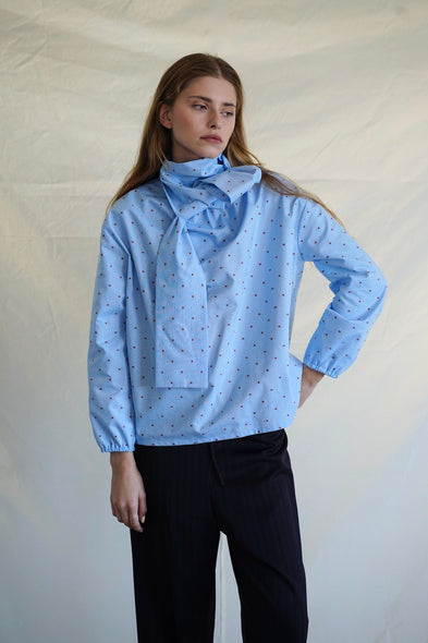 Cala Blouse. Bleu ciel Piquet