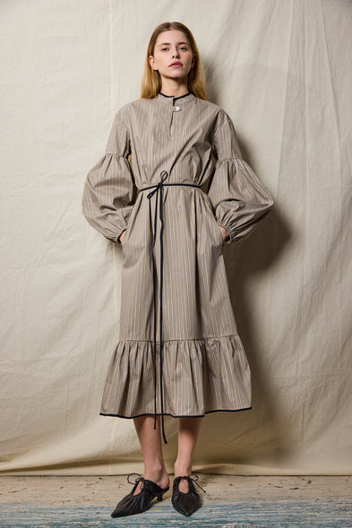 Julian Dress. Gold Stripes
