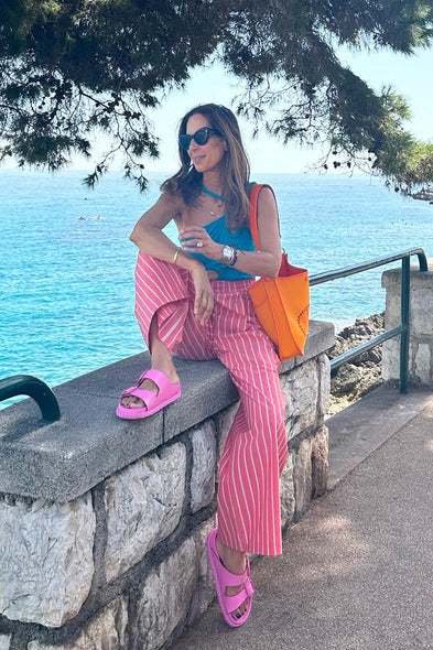 Palazzo pants. Red stripes