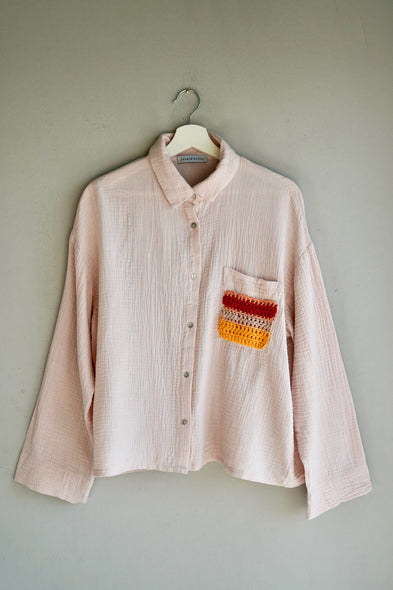 Light Rosé Cotton Gauze Travel Shirt
