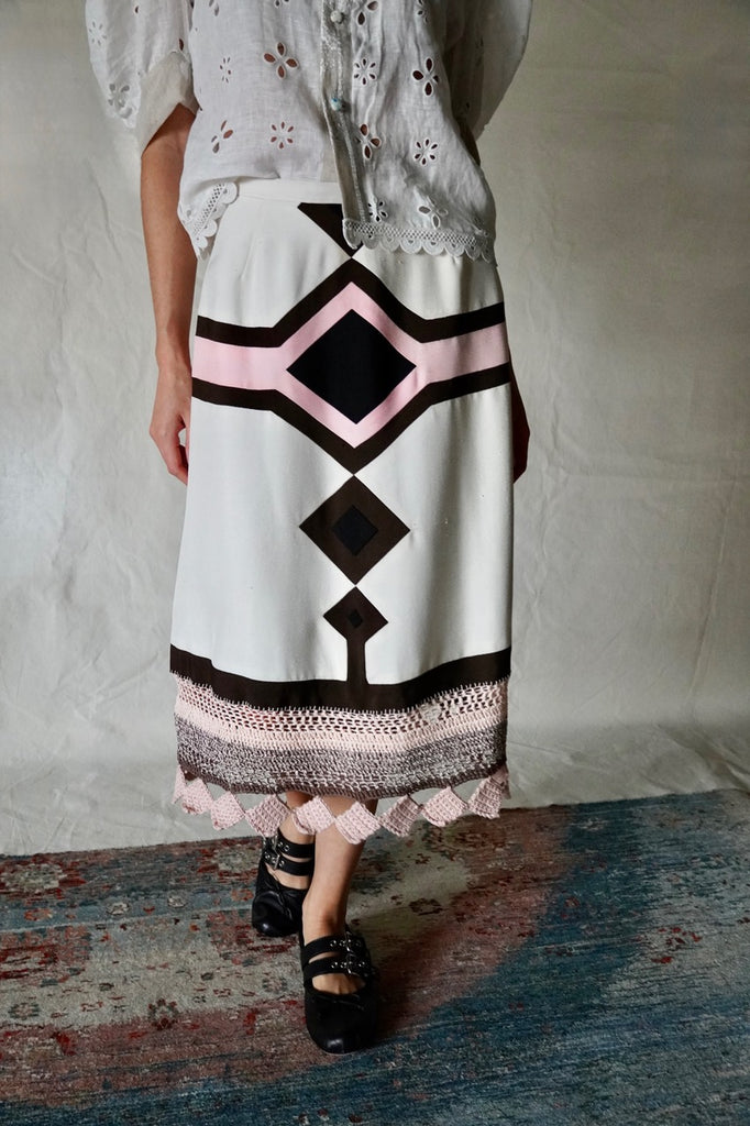 Tailor-made vintage diamond skirt.