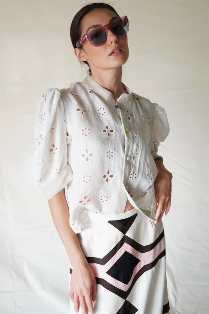Palmier puff-sleeve blouse