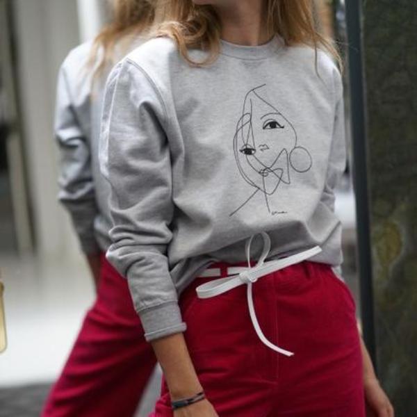 Sweatshirt. "Two Faces" (gray)