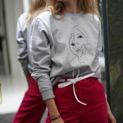 Sweatshirt. "Two Faces" (gray)
