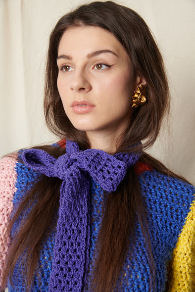 Crocheted mini scarf purple