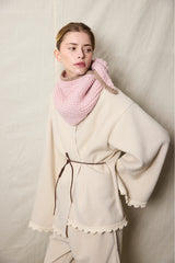 Pale Rosé Hand-Crocheted Wool Triangle Scarf