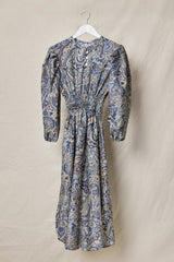 Taroudant dress. Blue paisley