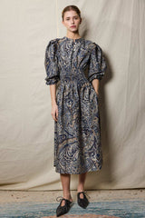 Taroudant dress. Blue paisley