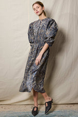 Taroudant dress. Blue paisley