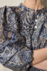 Taroudant dress. Blue paisley