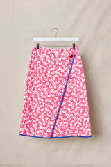 Button Wrap Skirt. Mille Fleurs. Fuchsia