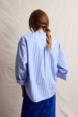 Travel Shirt. Blue Line