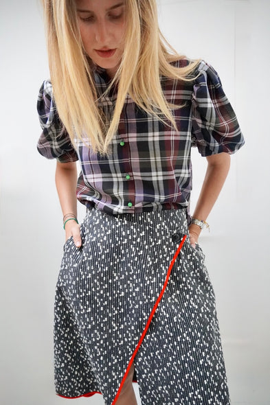 A-Line Wrap Skirt. Salt & Pepper