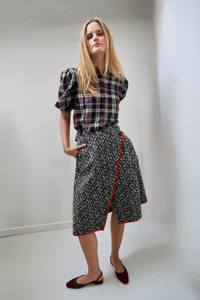 A-Line Wrap Skirt. Salt & Pepper