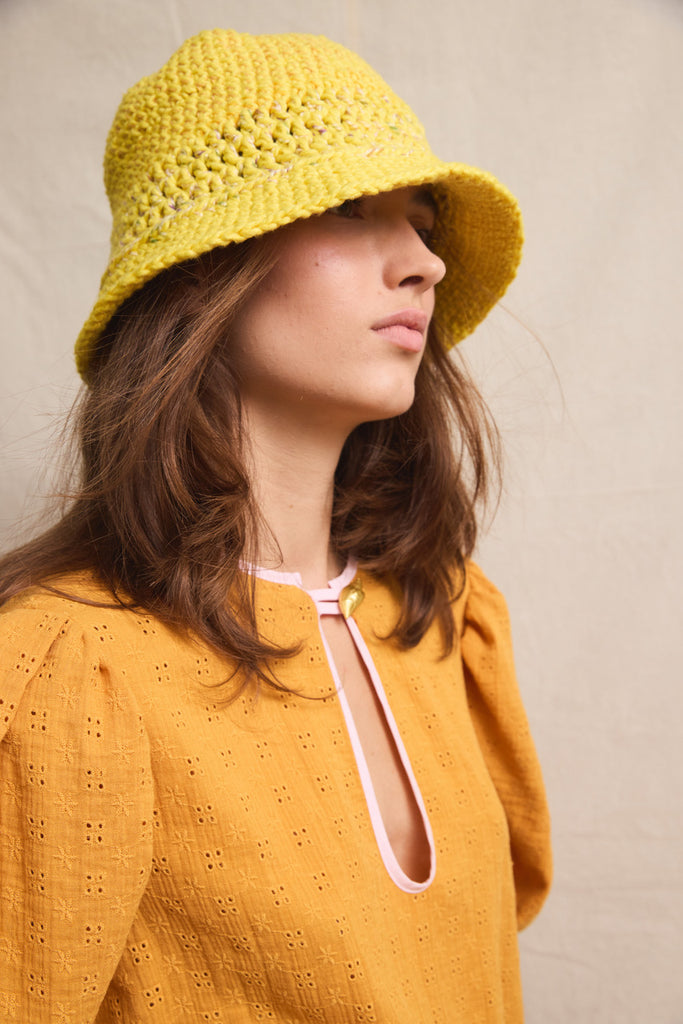 Yellow Crocheted Traveler Hat