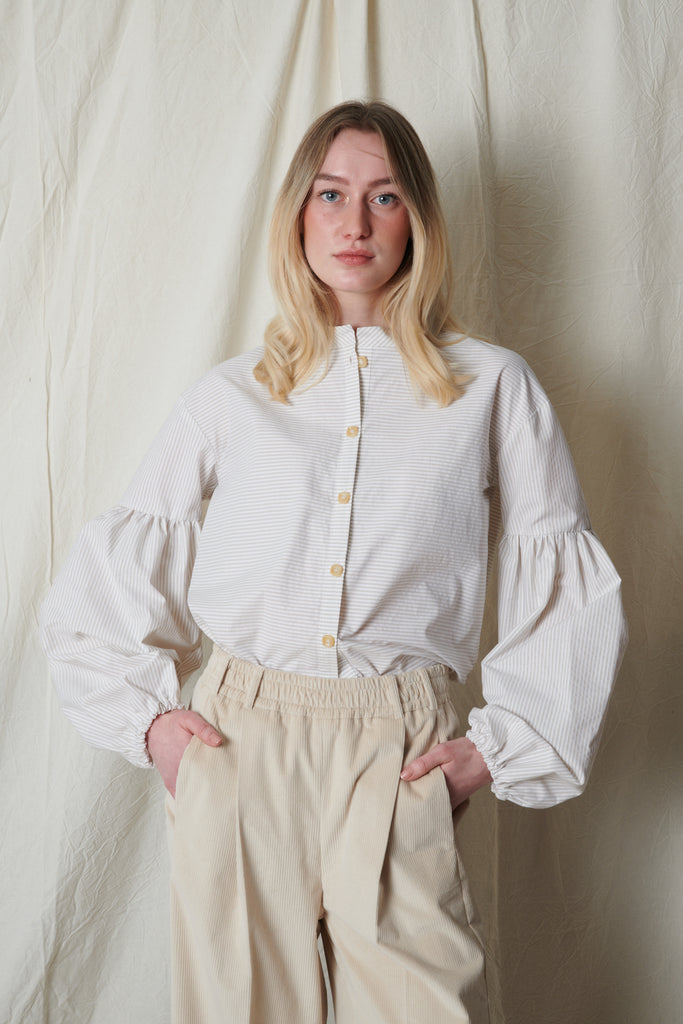 Seville Blouse. Biscuit striped