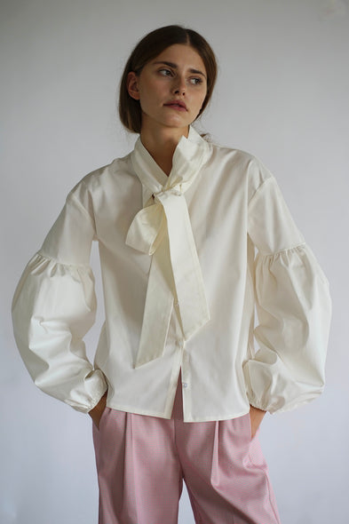 Seville bow blouse. White