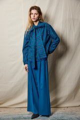 Cala Blouse. Blue Checkered Flanel