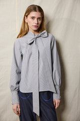 Nikola Blouse. Grey Stripes