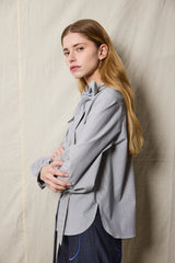 Nikola Blouse. Grey Stripes