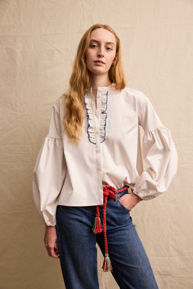 Seville couture blouse. Blue Line