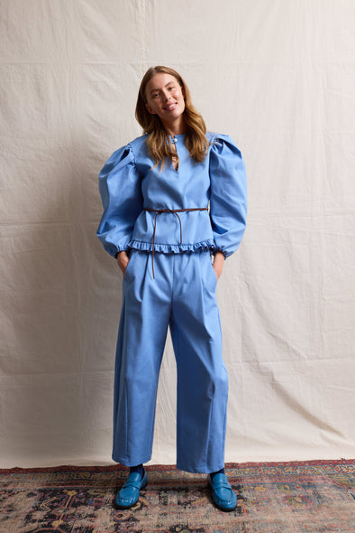 Blue Colonelle Theodor blouse by Jasmin Khezri Collection, view 2 of 5