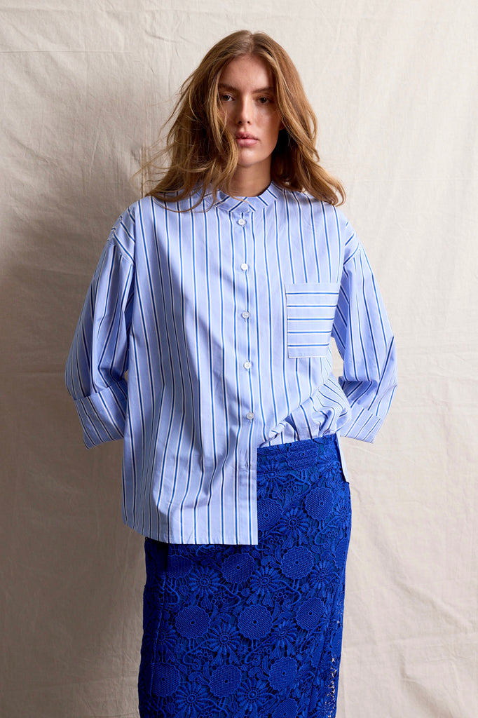 Travel Shirt. Blue Line