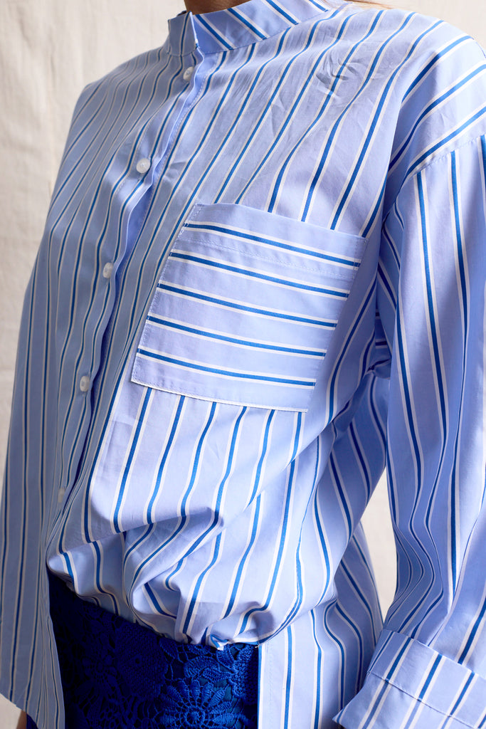 Travel Shirt. Blue Line