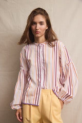 Seville Couture Blouse. Faded Stripes