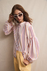 Seville Couture Blouse. Faded Stripes