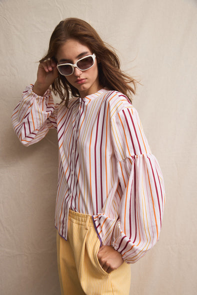 Seville Couture Blouse Faded Stripes by Jasmin Khezri Collection, view 2 of 4