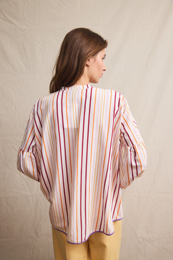 Seville Couture Blouse. Faded Stripes
