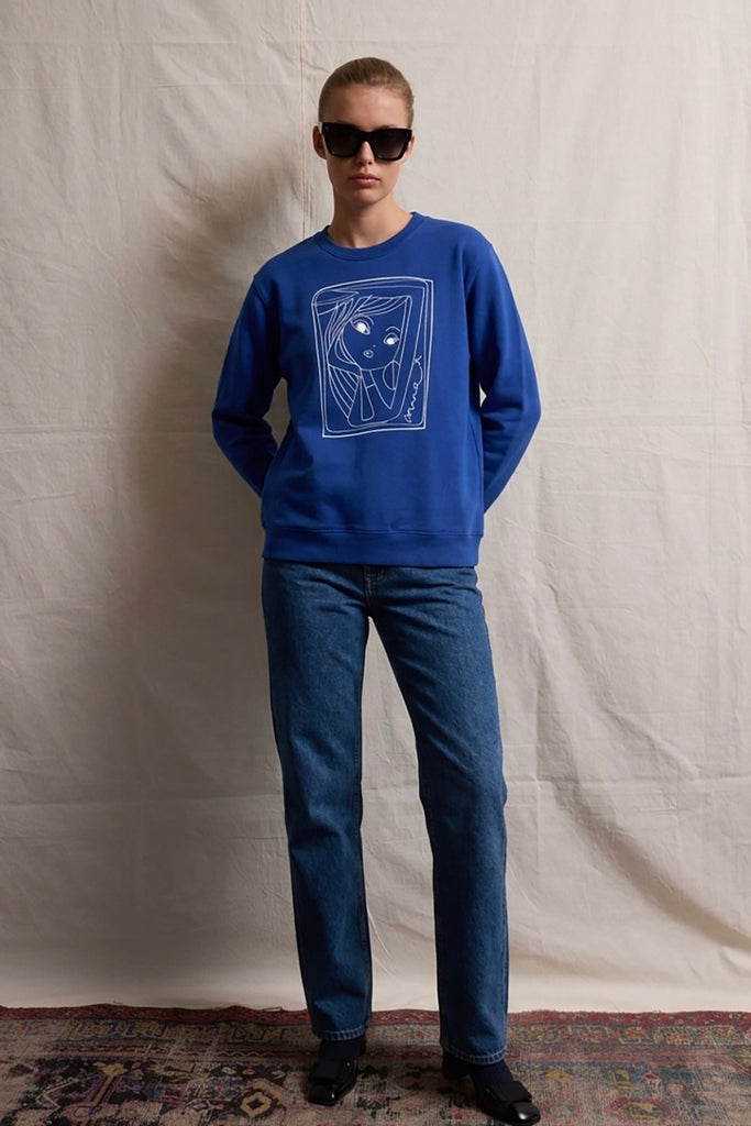 Sweatshirt "Lo sguardo" (blue) by IRMASWORLD