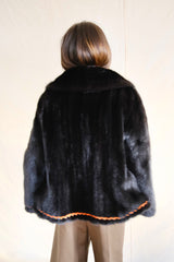 Black Vintage Mink Fur, 1970ies