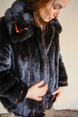 Black Vintage Mink Fur, 1970ies