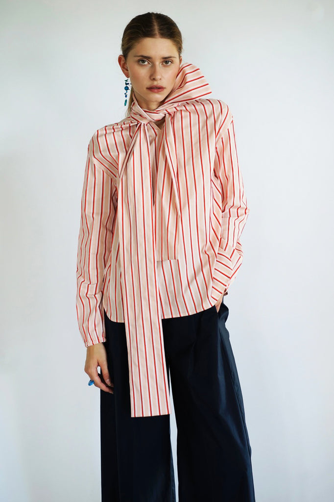 Cala  Blouse. Red stripes