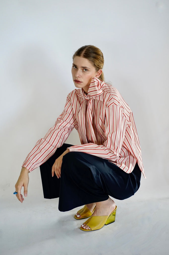 Cala  Blouse. Red stripes